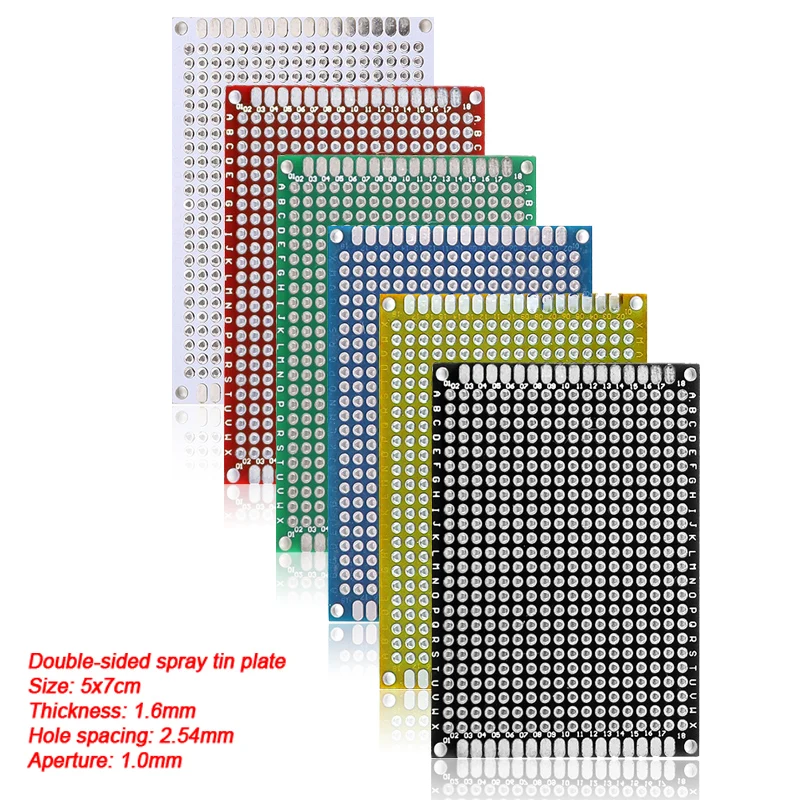 PCB Board 6 Colors 2x8cm 3x7cm 4x6cm 5x7cm 7x9cm Double Sided 5Pcs/Set