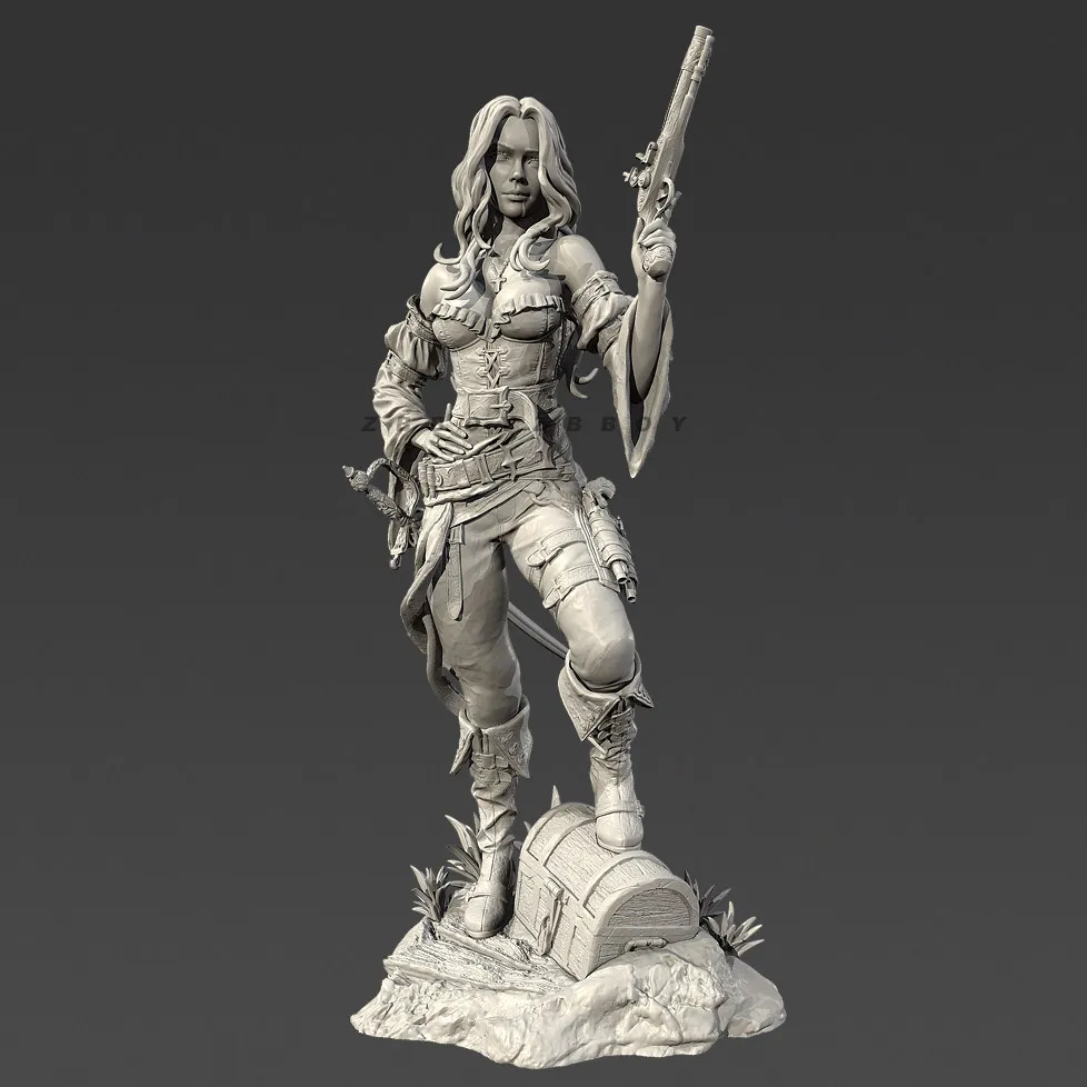 인간 키 38mm 50mm 75mm 카리브해 여성 포수 레진 군인 화이트 모델 TD-7687/3D