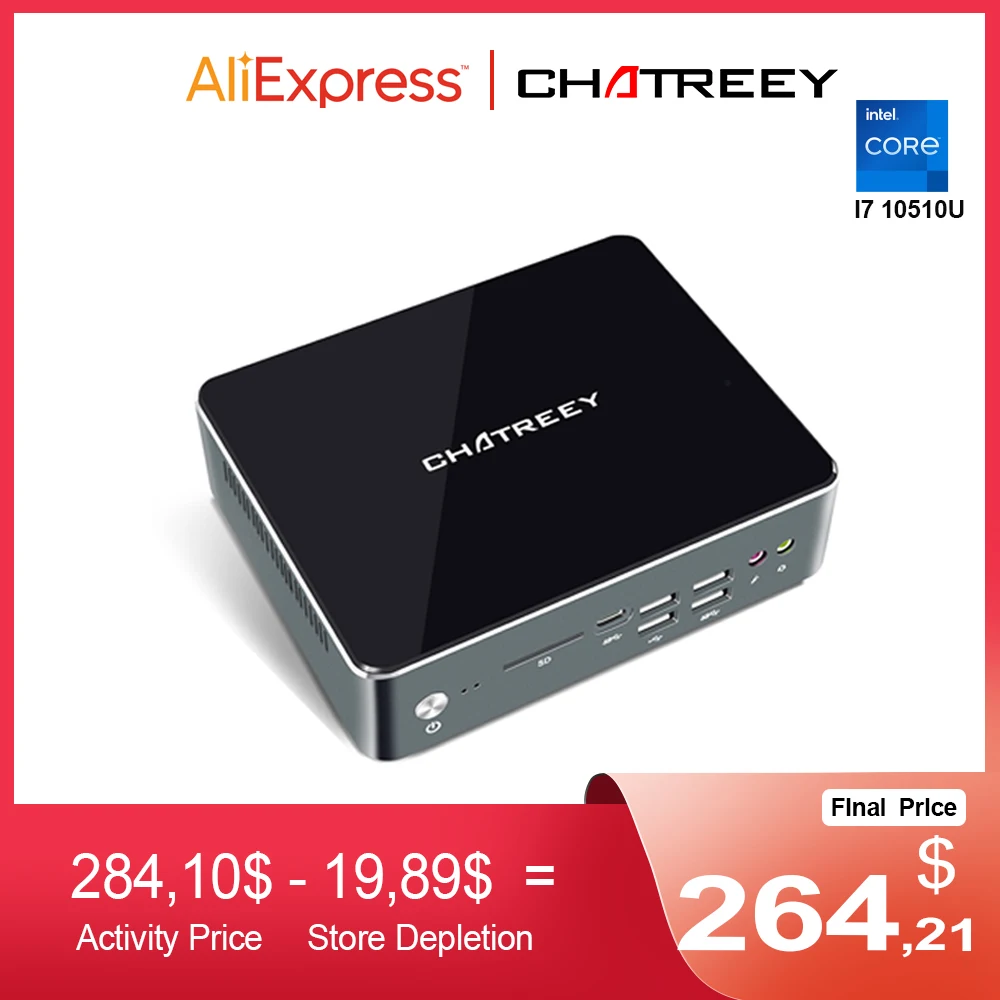 Chatreey Kc10 Mini Pc I7 10510U I5 10210U Nvme Ssd Windows 11 Computer Desktop Da Gioco 2Xgigabit Ethernet