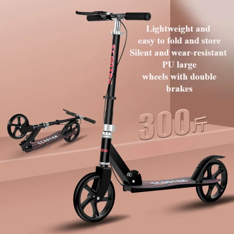 Kick Scooter Portable Foldable Scooter with Adjustable Handlebars Dual Braking System for Kids Teens Adults