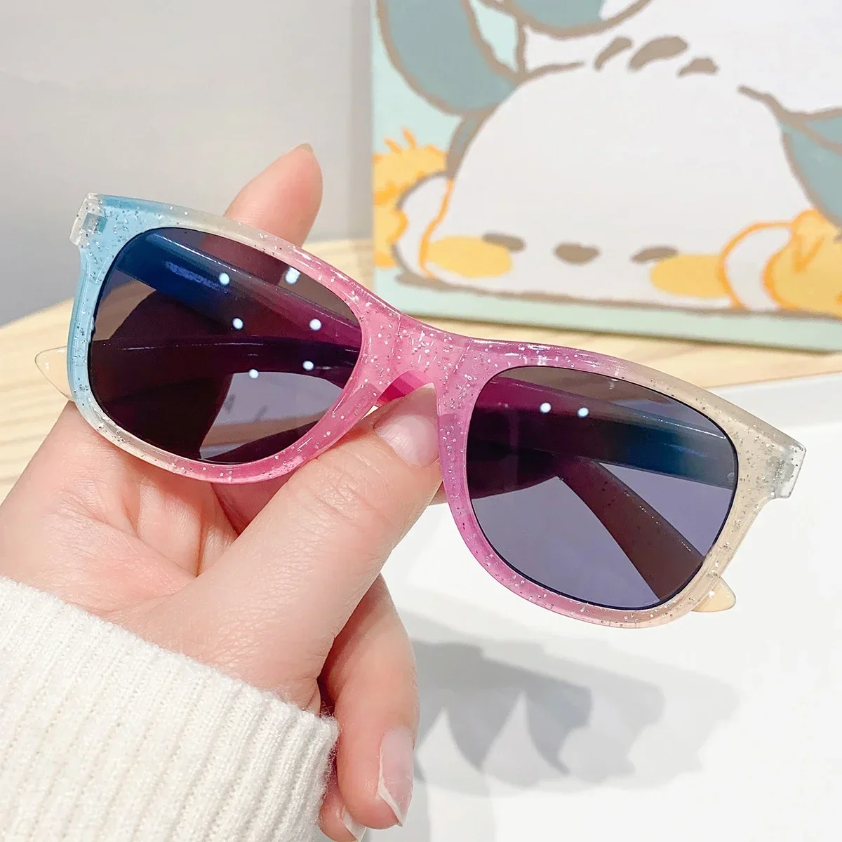 New Trendy Cool Children's Colorful Shiny Square Sunglasses Girls