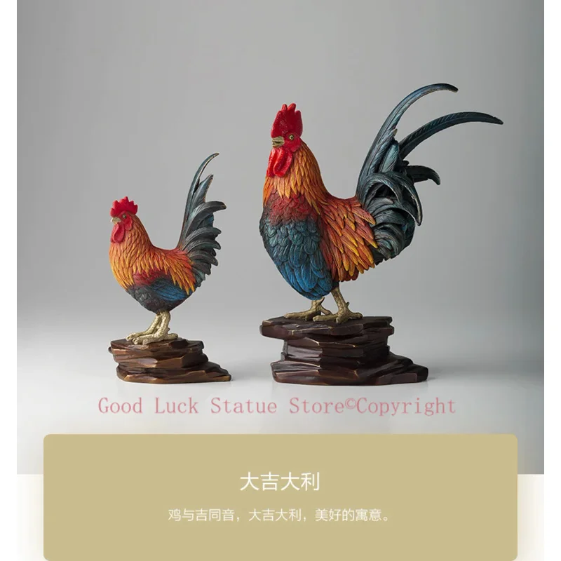 

GOOD LUCK TOP Master art Collection Good luck propitious Animal Fortune Cock color brass ART Mascot HOME office shop