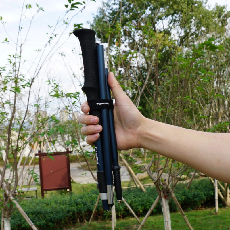 Pioneer Folding Ultralight Quick Lock Trekking Poles Hiking Pole Race Running Outdoor Walking Stick Carbon Fiber 105-125CM