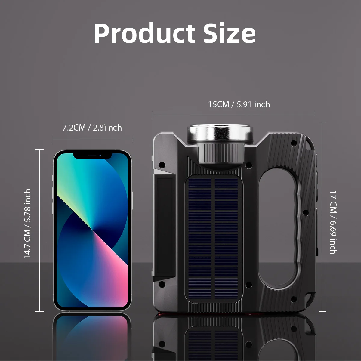 WARSUN Hand Crank Solar Powered Flashlight H996, Emergency Rechargeable LED Flashlight, Survival Flashlight with 6 Modes