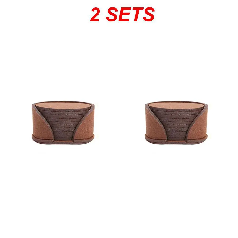 Set Di 4 Sottobicchieri In Legno Con Inserti In Feltro Assorbenti | Diametro 10,9 Cm | Antiscivolo E Termici Per Tazze E Bicchieri | Ideali Per Tavolo Da Caffè