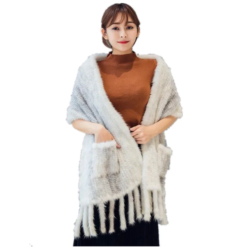 Осенне-зимний шарф из натурального меха норки