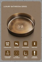 อ่างล้างหน้าทรงกลมสไตล์วินเทจ ทำจากสแตนเลส 304 สีบรอนซ์ สำหรับห้องน้ำในโรงแรมหรือห้องน้ำสาธารณะ 6