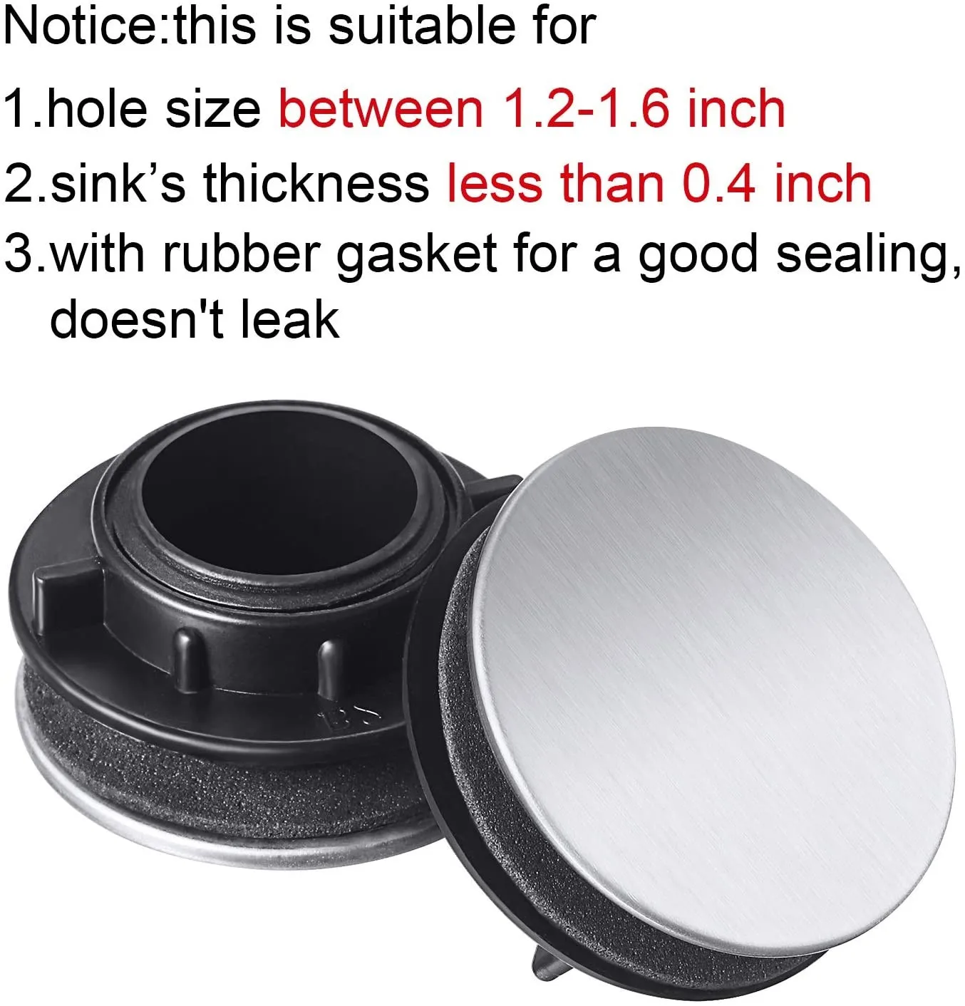 2pcs 304 Stainless Steel Kitchen Sink Tap Hole Cover Water Blanking Plug Stopper Faucet Drainage Seal Cap Washbasin Accessories