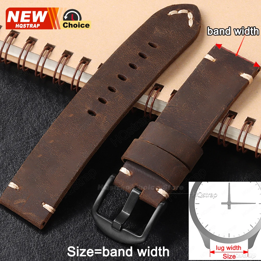 Handcrafted Vintage Leather Smartwatch Band - Universal Replacement Wristband