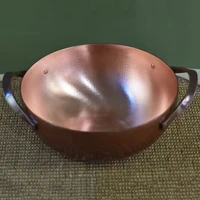 Marmite en cuivre Vintage, ustensile de cuisson à Texture marteau pour faire bouillir, râmer et ragoût de pâtes, avec couvercle, casseroles à main de 26 cm 6