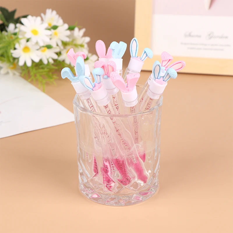 ? ? 1Pc 재사용 가능한 속눈썹 브러쉬 튜브 눈썹 브러쉬 교체 가능 방진 토끼 귀 크리스탈 막대 메이크업 도구