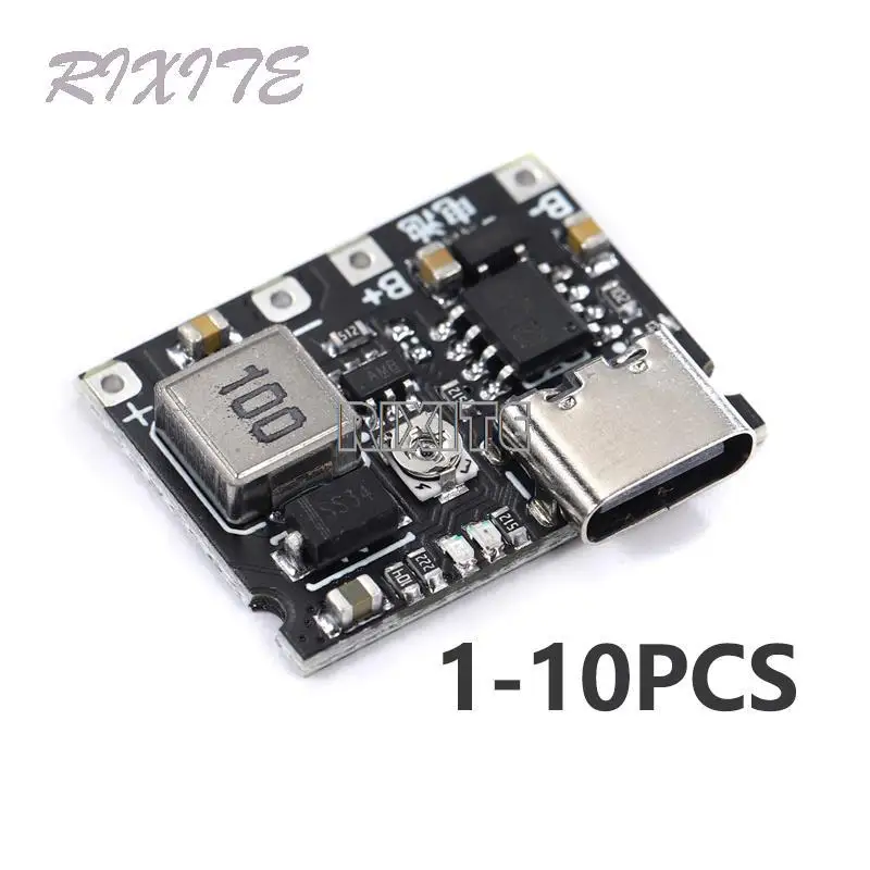 1-10PCS 리튬 이온 18650 3.7V 4.2V 배터리 충전기 보드 DC-DC 스텝 업 부스트 모듈 USB Type-C TP4056..