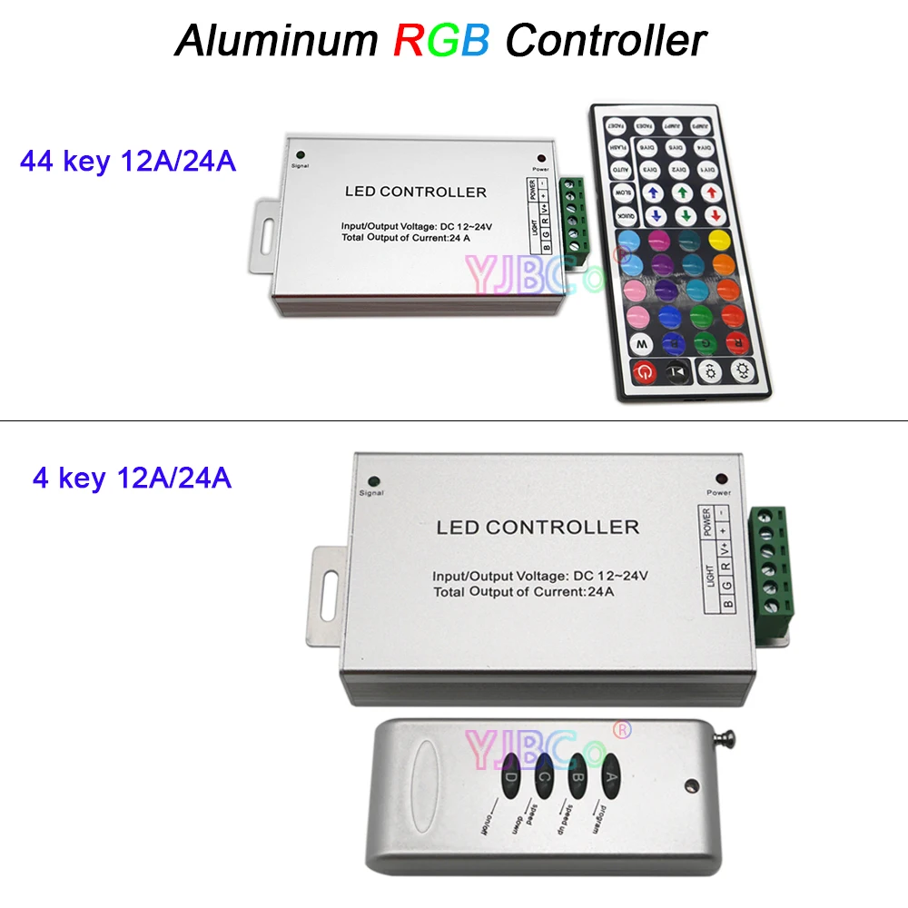 

Aluminum 4 keys/44 key RF Wireless Remote Control 12V 24V DC 12A 24A RGB LED Strip Controller Dimmer Switch for RGB Light Tape