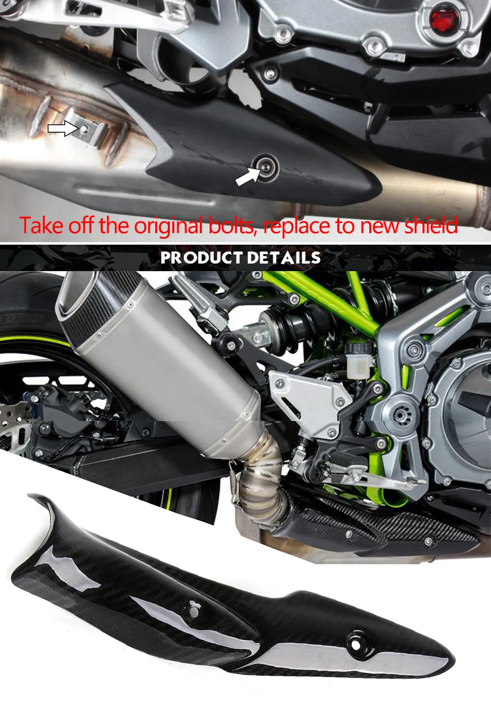 

Suitable for Kawasaki Z900 Motorcycle Carbon Fiber Modification Exhaust Pipe Thermal Shroud Carbon Fiber Anti-Scald Cover 17-21