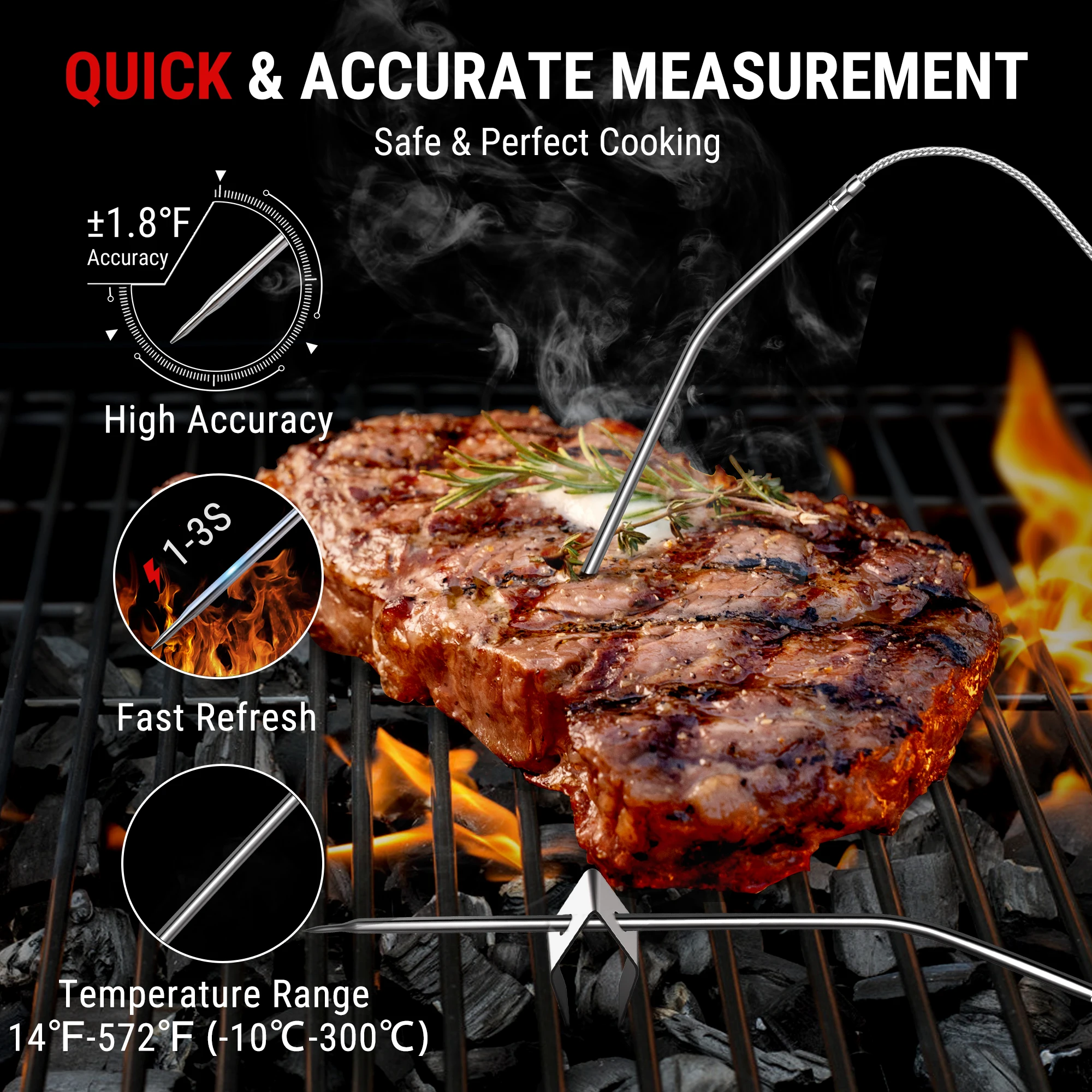 ThermoPro-Therye.com numérique sans fil pour viande, four de cuisine,  barbecue, sonde pour touristes, cuisson au grill, TP920, 150m