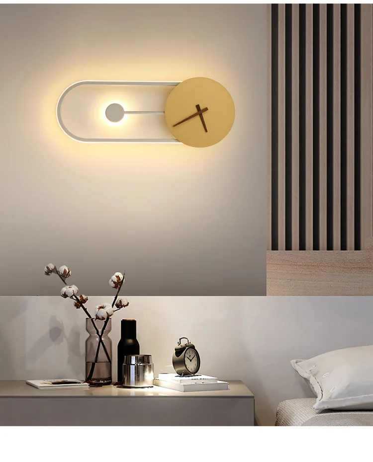 Nordic led uhr wand licht LED designer kreative lampe Nacht Schlafzimmer Wohnzimmer Gang Wohnungen Salon Innen decor wand licht – Detail 9
