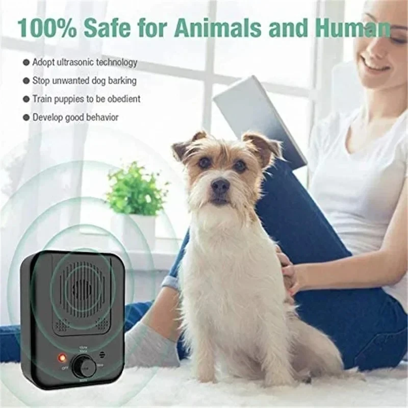 Adjustable 3-Level Ultrasonic Dog Bark Deterrent Device Outdoor Pet Training Control Tool Anti-Bark Repeller