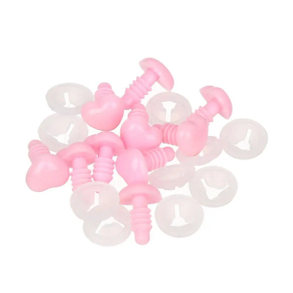 10Pcs Heart Shape Plastic Safety Noses For Crochet Toys Amigurumi Pink/Red/Black Nose Animal for Bear Puppet Dolls Toys DIY