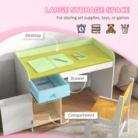 Bureau pour enfants Zonekiz Bureau pour enfants avec chaise blanche et naturelle 4
