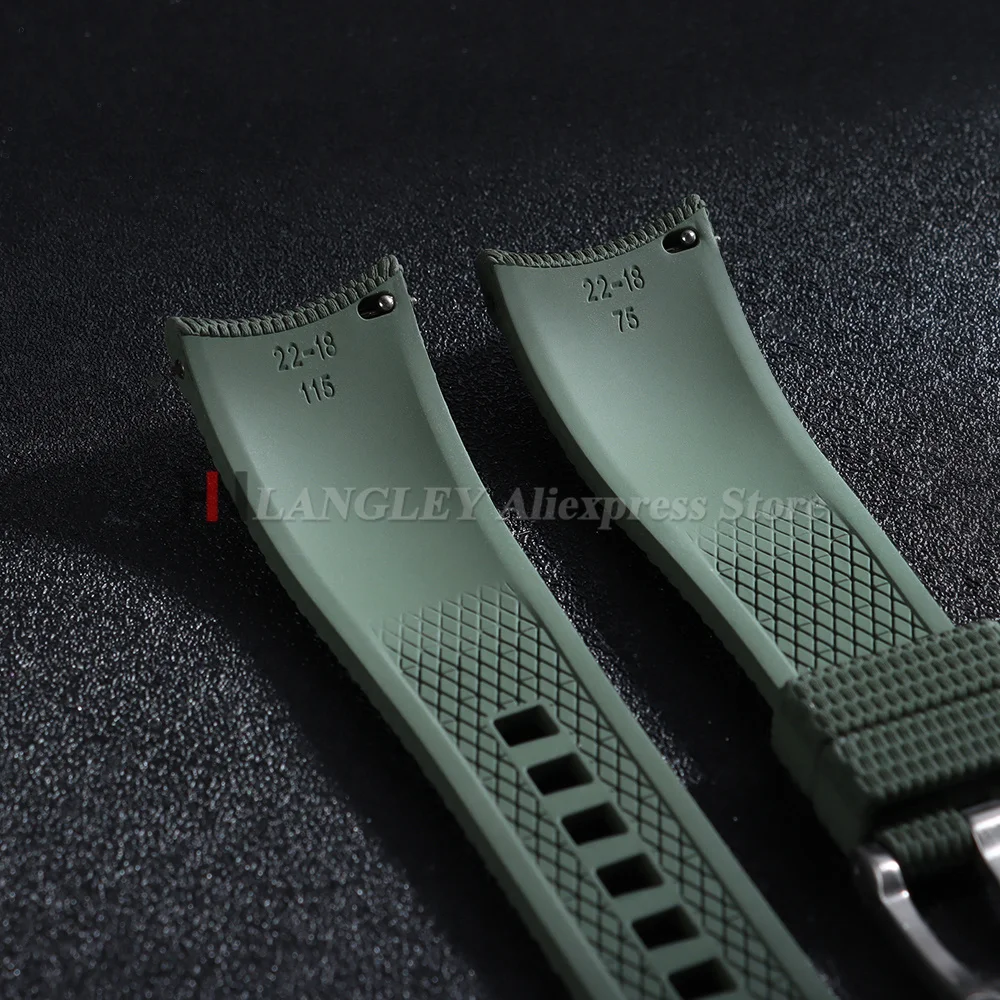 Premium Curved End FKM Rubber Quick Release Watch Strap - Men's Bracelet in Multiple Sizes