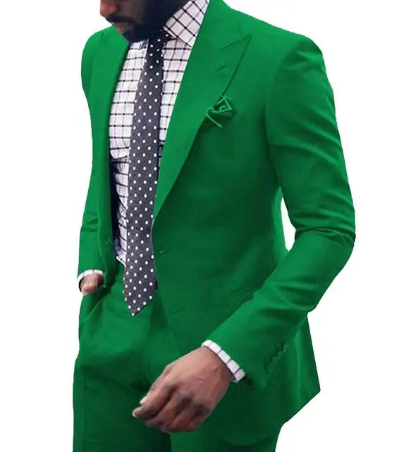 Blazer Set Casual Fashion Peak Custom Men Suits Wedding Tuxedo Terno Masculino Prom Groom  2Pcs Slim Fit Blazer Jacket+Pant