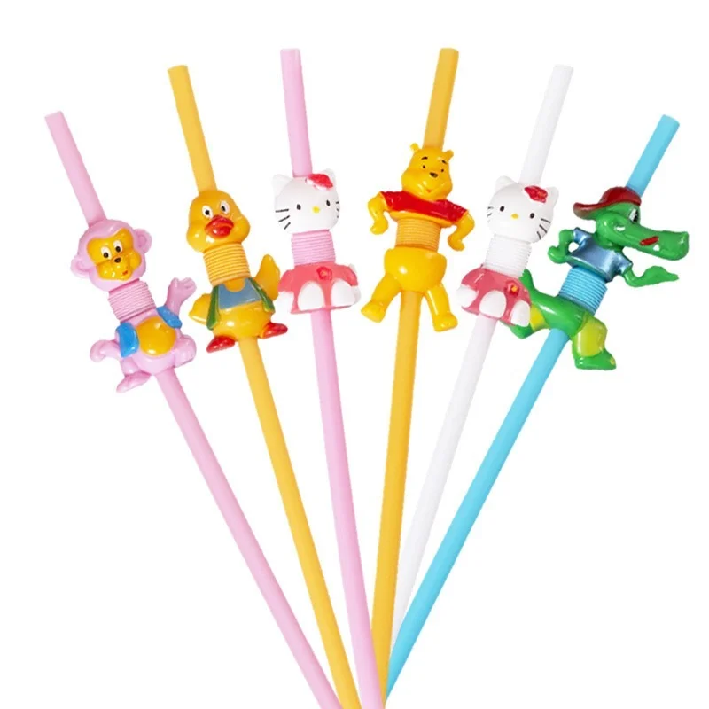 

Wholesale Price 2022 Cartoon Silicone Smoothie Straw Reusable Straw KT Cat Pooh Beverage Environmentally Friendly Cleaning Brush