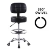 KKTONER Swivel Round Rolling Stool PU Leather with Adjustable Foot Rest Height Adjustable Task Work Drafting Chair with Back 4