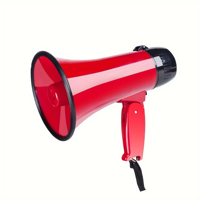 Portable 20 Watt Megaphone Bullhorn-Voice and Alarm Modes, Volume Control, Battery Powered-ABS Material with Strap