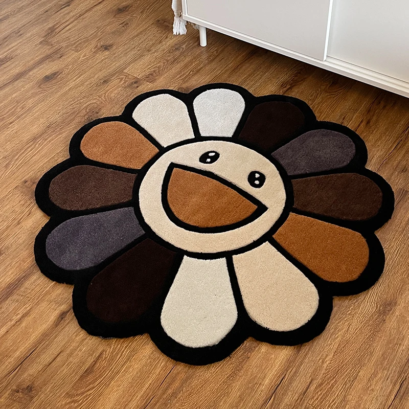 

Tufted Sunflower Thick Carpet Anti-slip Children Playground Plush Coffee Table Rugs Cute Baby Crawling Mat Tatami Sofa Decor Mat