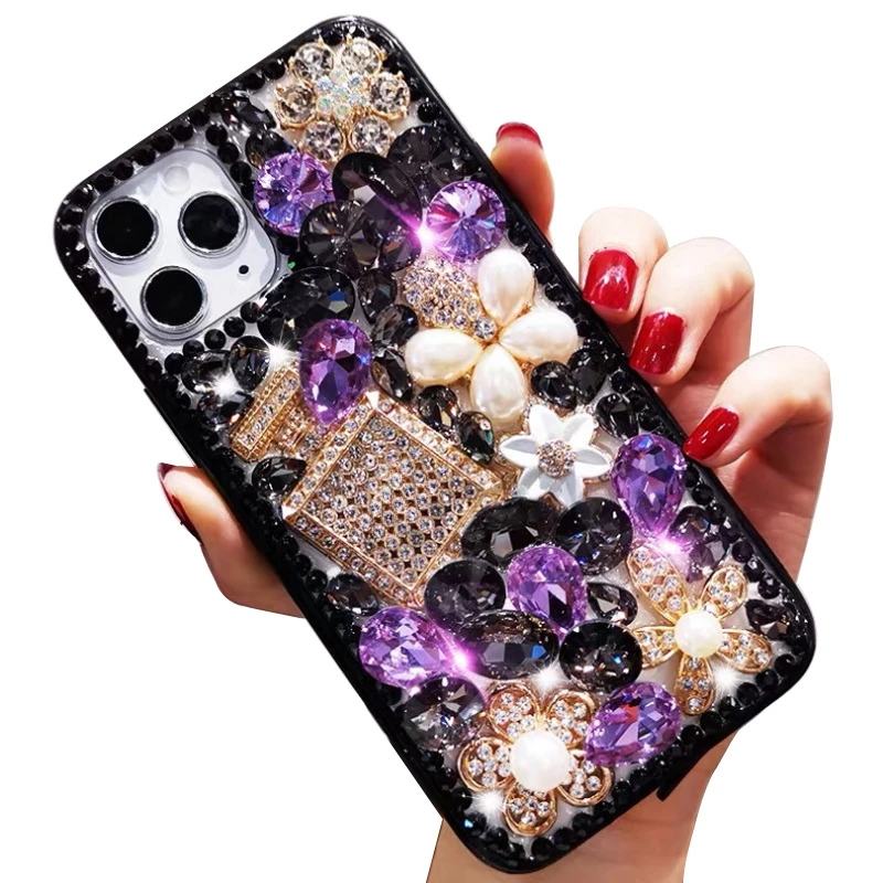 Luxury Rhinestone Phone Case for Xiaomi, Bling Diamond Cover Bag, for Redmi 9A, 9C, Note8, 9Pro, Note10S, Note11 Pro, 12Pro