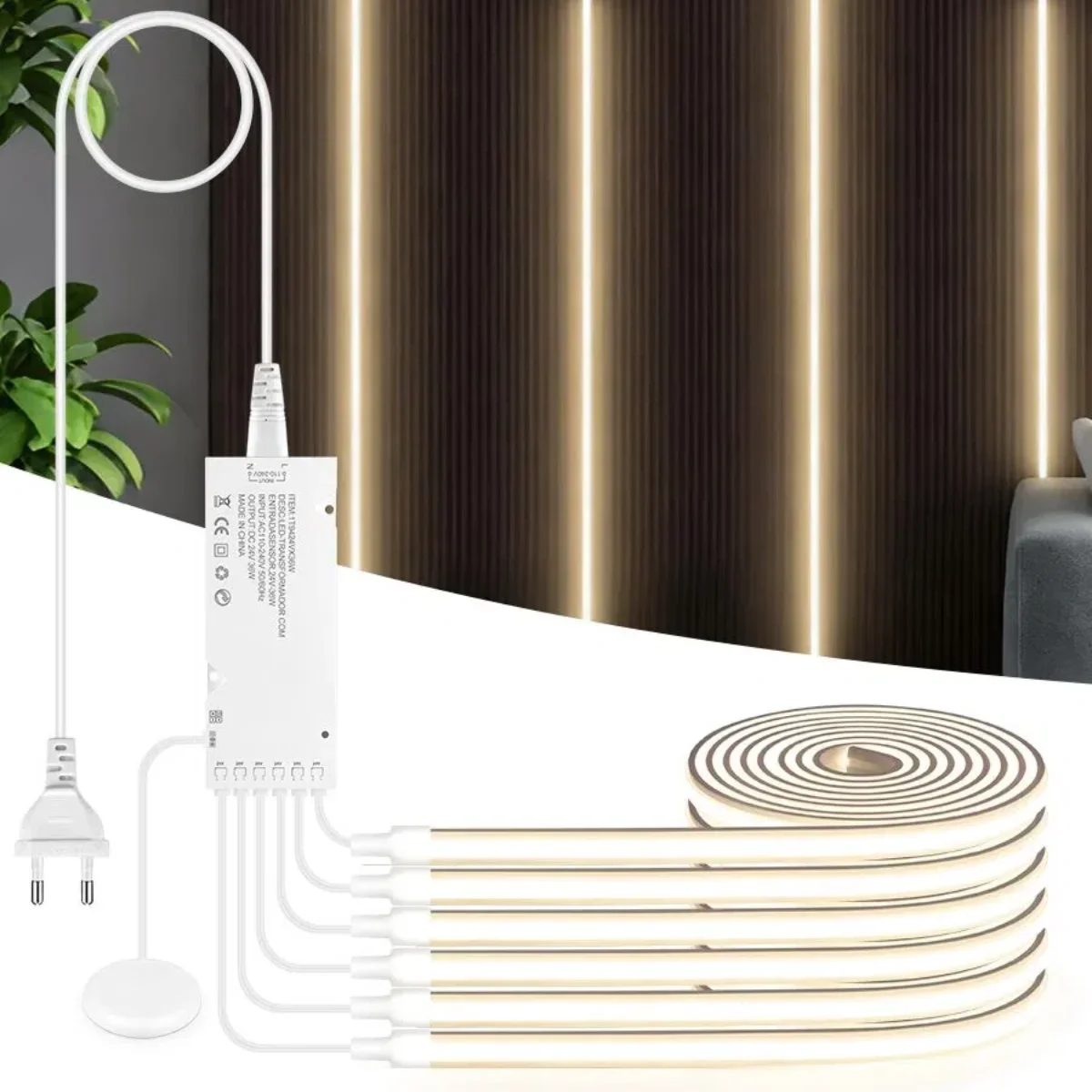 ชุดไฟ LED แบบ COB นีออน ซิลิโคนเจลแท้ 1-6 ชิ้น ใหม่ ความสว่างสูง พร้อมสวิตช์หรี่แสงแบบสัมผัส สำหรับตกแต่งผนัง 1