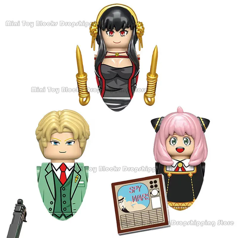 RZL0002 Yor Forger Anya Forger Loid Forger SPY FAMILY anime cartoon Mini Action Toy Figures Building Blocks Assembly toys dolls аниме spy×family loid forger брошь булавка из сплава cosplay для одежды значок для рюкзака декоративный подарок