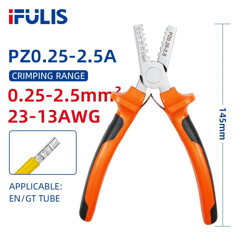 PZ0.5-16 크림핑 도구 GT 구리 EN VE 커넥터, 0.25-2.5 크림프 플라이어, 케이블 엔드 슬리브, 특수 튜브 관형 터미널 클램프