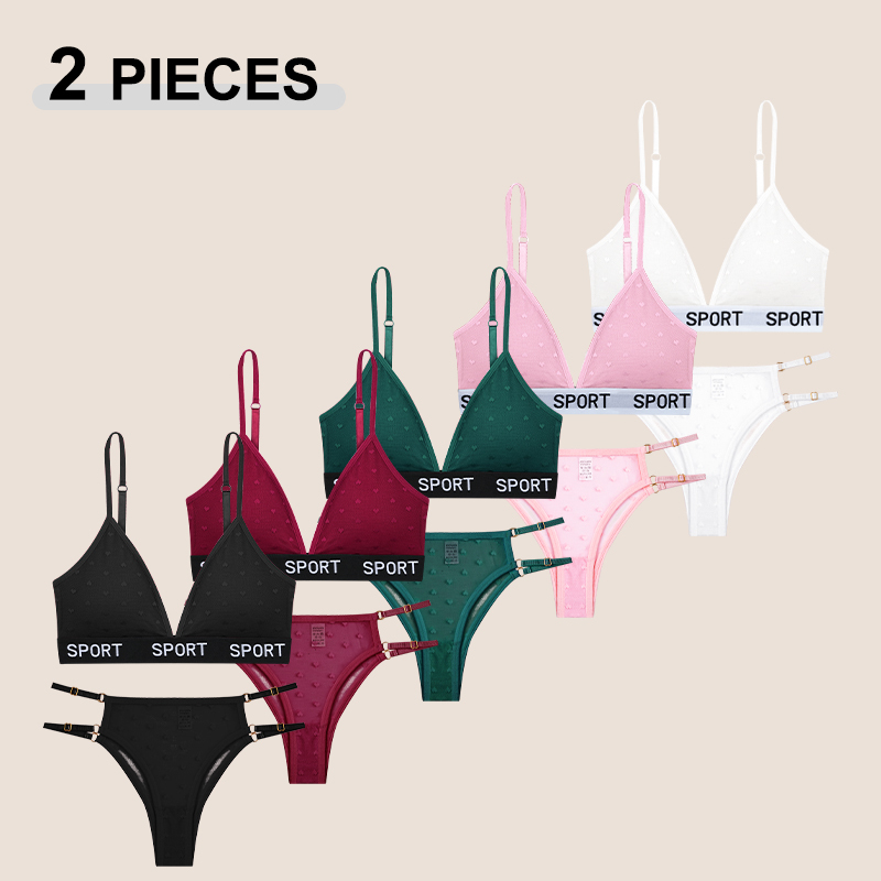 2Pcs/Set Women's Sexy Transparent Lingerie Set Summer Lace Ultrathin Breathable Panties Deep V Bra Fashion Comfortable Underwear