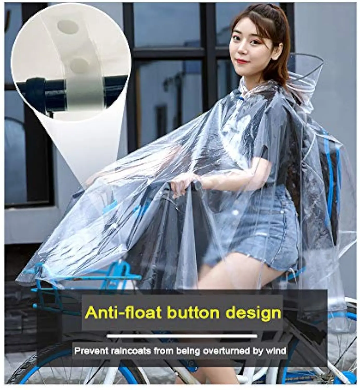 Transparent Waterproof Raincoat Poncho With Reflective Strips