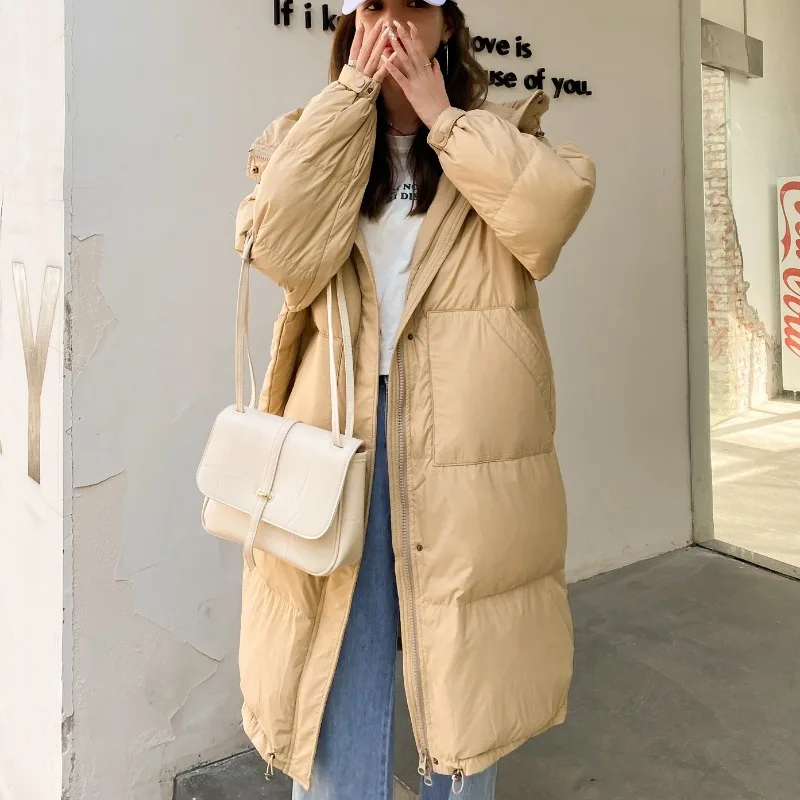 2023 New Women Down Jacket Winter Coat Female Mid Length Version Parkas Loose Given To Philandering Outwear Hooded Overcoat