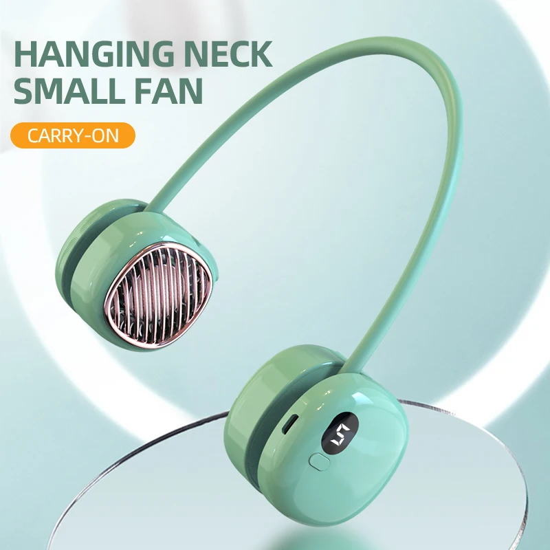 GOONE New Hanging Neck fan 1000mAh Quiet Small USB Rechargeable Ai Screen display Portable Outdoor mini Lazy Man Small Fan