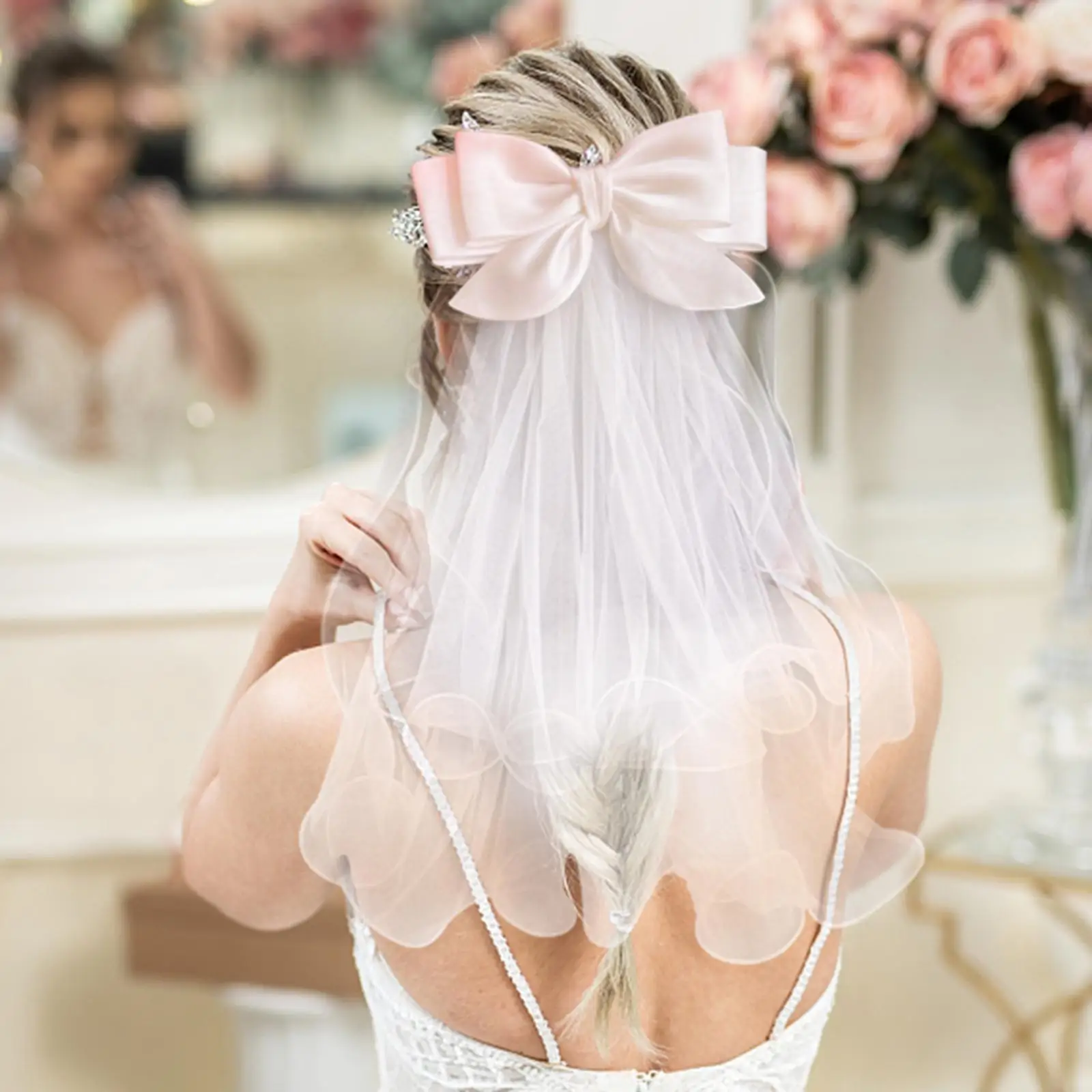 Bridal Hair Bow Veil Bachelorette Party Decorations White Hair Bow