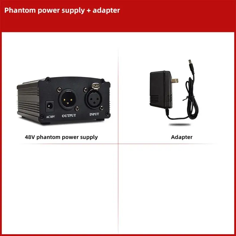 For Bm 800 Microphone 48v Phantom Power Supply With Adapter Xlr Audio Cable For Condenser Micro Karaoke Microphone Mikrofon O6t8 lavalier microphone