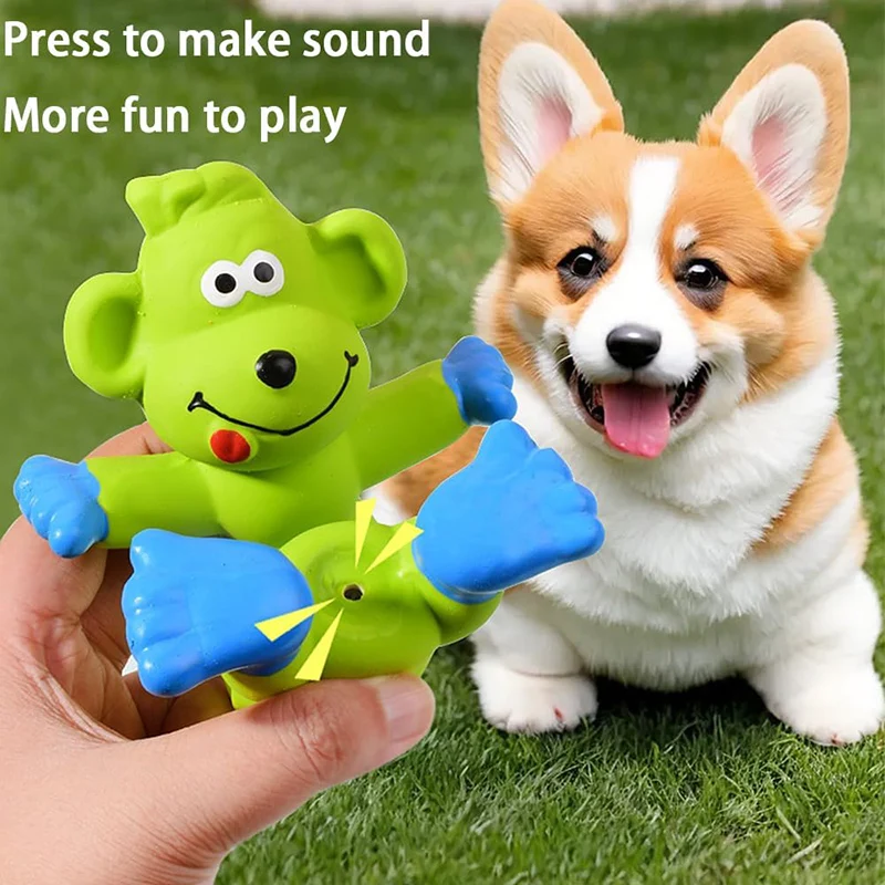 Dog Chew Toy Monkey Hippo Shaped Rubber Pet Squeaky Toys For Small Medium Large Dogs Resistant Bite Grinding Teeth Dog Sound Toy 3