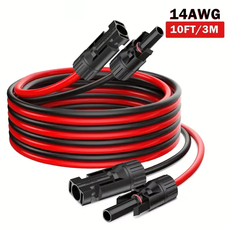 כבל הארכה לפאנל סולארי 236 אינץ' / 6 מטר עם קיט כבל הארכה סולארי 14AWG עם מחברים נקבה זכר לתחנת הזרמת רכב RV