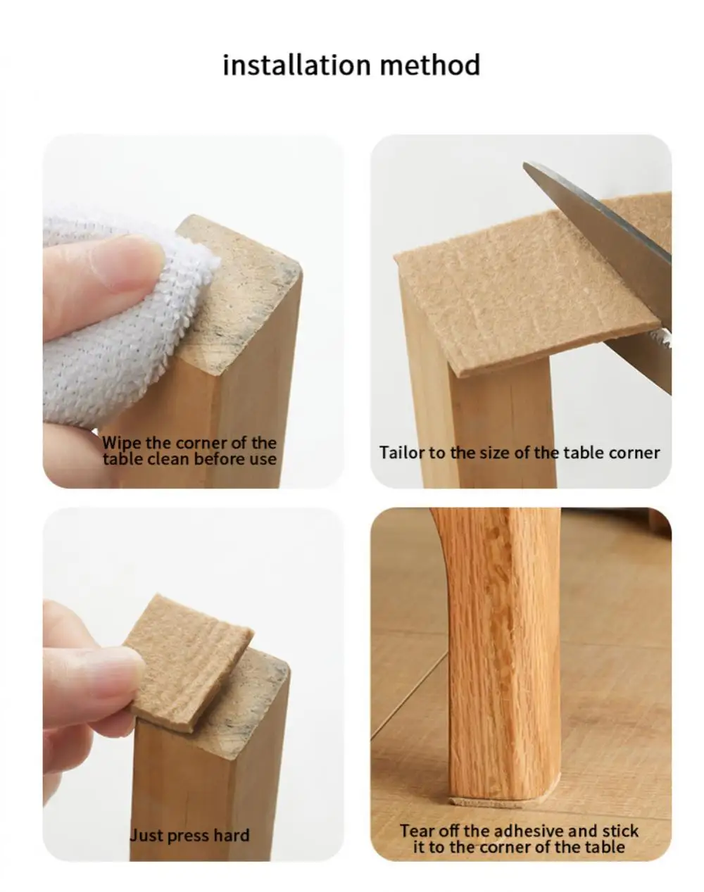 Description Picture 6 of itemSelf Adhesive Chair Leg Felt Pads Protectors Anti-slip Furniture Feet Pads for Hardwood Floors Freely Crop White/brown