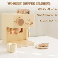 Children's Coffee Machine Kitchen Toys Wooden Montessori Toy Set Kids Cosplay Play House Early Education Educational Toys Gifts 2