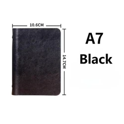 Portable Leather Cover Spiral Notebook - Blank Inner Planner Journal and DIY Travel Diary (Black)