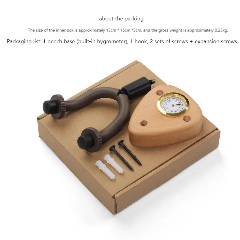 Multi-Instrument Wall Hanger with Hygrometer -Creative Display Stand for Guitar,Ukulele,Violin & Mandolin, Space-Saving Humidity