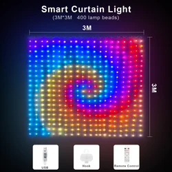 Elegant LED Curtain String Lights - USB - Powered with Bluetooth App for Customizable Patterns, Perfect for Home and Festive Decor (3M x 3M 400LEDs)