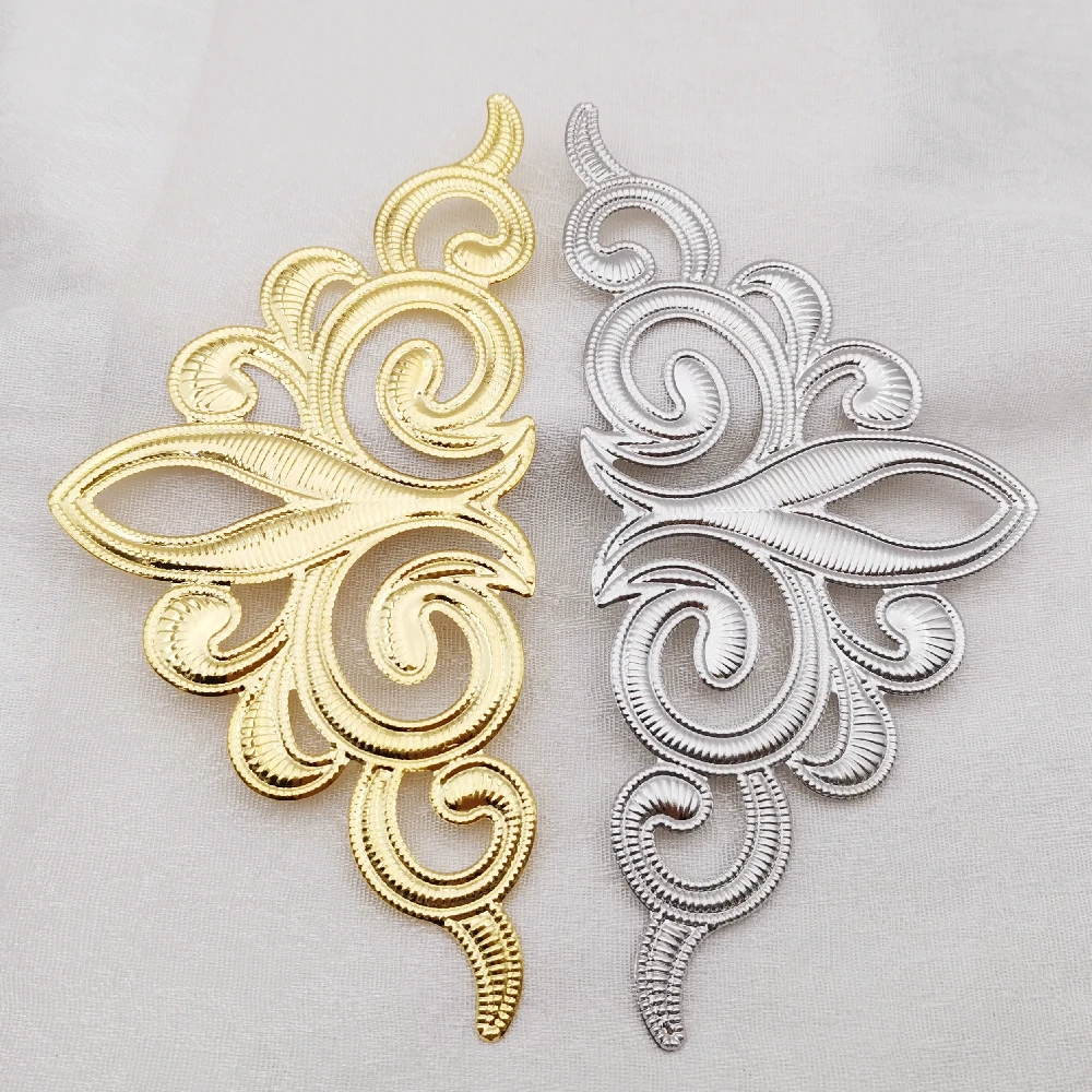 

5/20 PCS diy Jewelry Accessories 147*70mm Gold color Metal Filigree Big Flowers Slice Charms Base Setting Making Findings