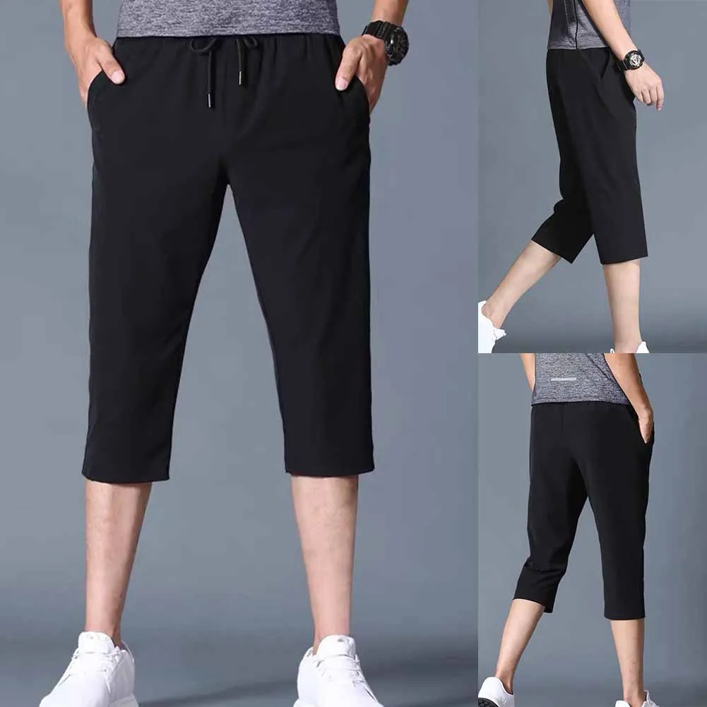 Description Picture 3 of itemDaily Men Pants Shorts Breathable Casual Comfortable Cotton Linen Drawstring Leightweight Solid Summer Trousers