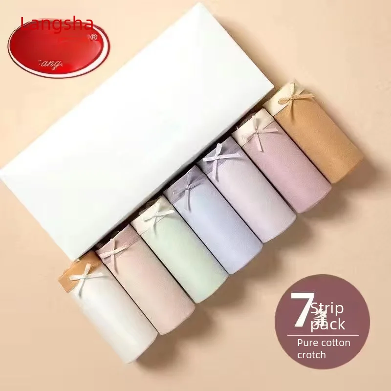 100% Cotton Women Underwear Summer Thin Style Cute Shorts Girls Mid-waist Triangle Underwear Breathable Knitted Cotton Seamless