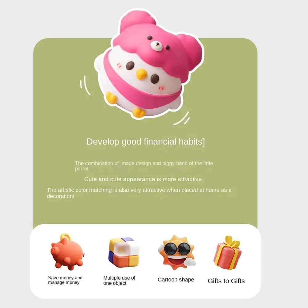Savings Tank Parrot Piggy Bank Large Capacity Openable Cartoon Money Box Decorative Cartoon Animal Coin Saving Box Kid Toy